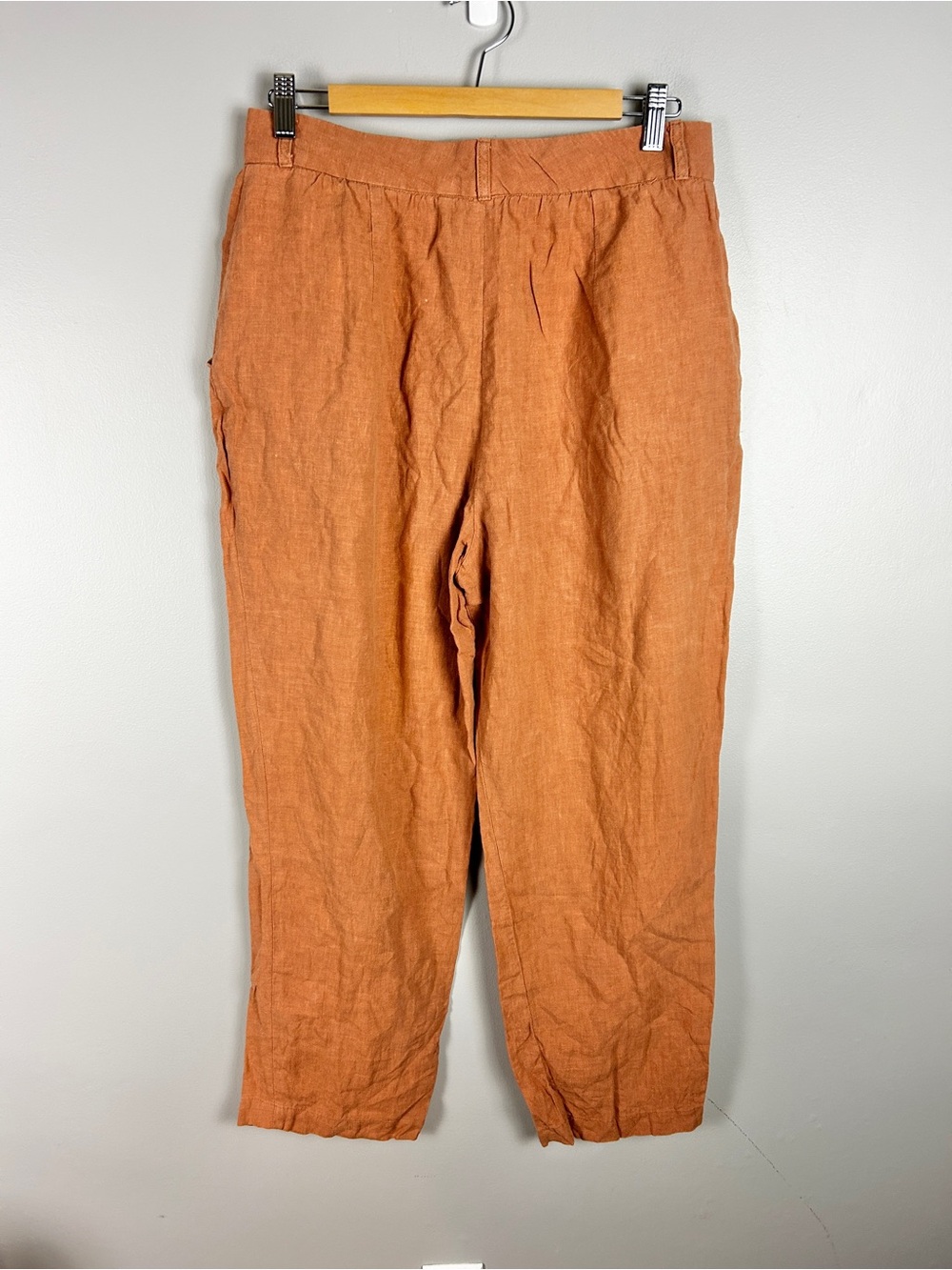 EVE GRAVEL 100% Linen Trouser Terracotta Size Large Made in Canada Lagenlook - Picture 4 of 5